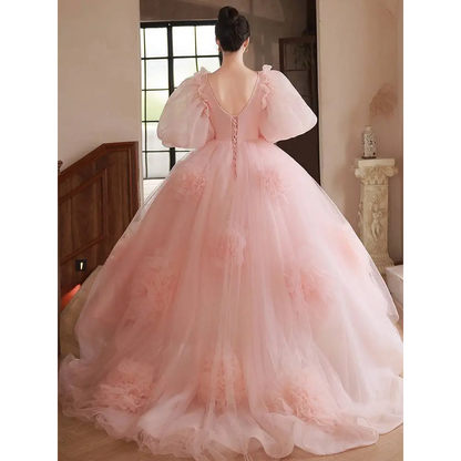 High End Banquet Style Host Floral Tulle Gown