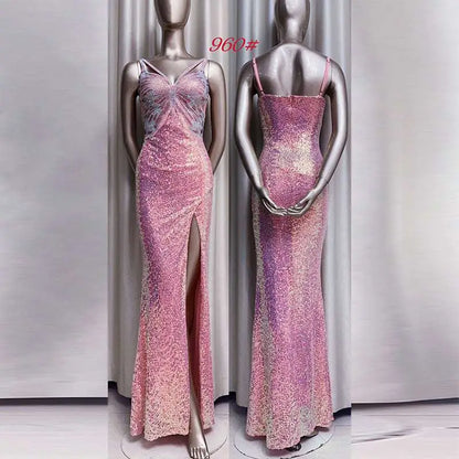 Lavender Sequined Evening Dress Mermaid Gown
