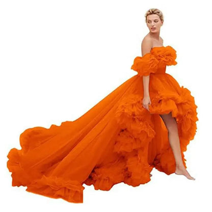 Orange Luxury Women’s Fashion High Low Gown