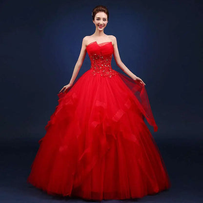 Red One-Shoulder Wedding Dresses Neatly Slim