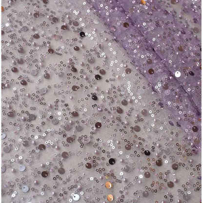 Sequined Pearl Embroidery Lace Asymmetric Dress