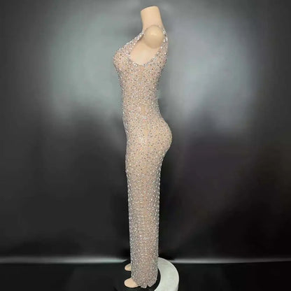 Silver Metallic Niche Princess Gathering Banquet Dress