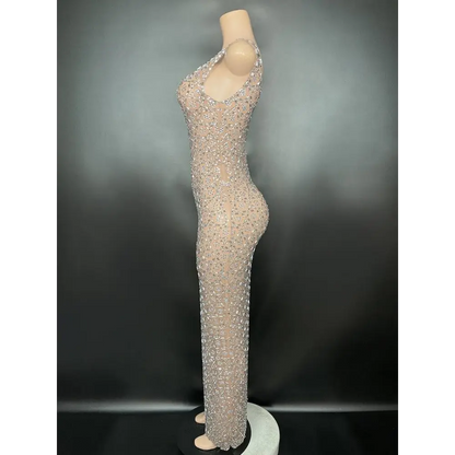 Silver Metallic Niche Princess Gathering Banquet Dress