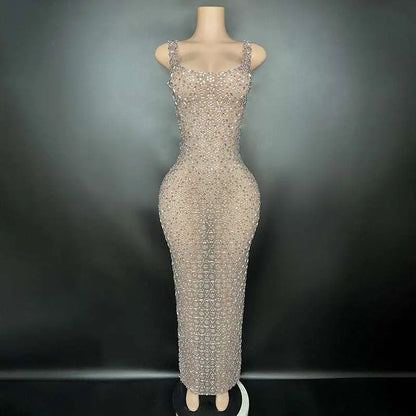 Silver Metallic Niche Princess Gathering Banquet Dress