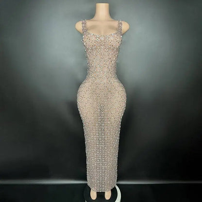 Silver Metallic Niche Princess Gathering Banquet Dress