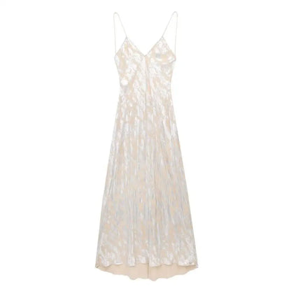 Silver Satin Metal Foil Printed Underwear Dress