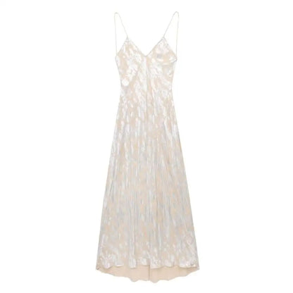 Silver Satin Metal Foil Printed Underwear Dress
