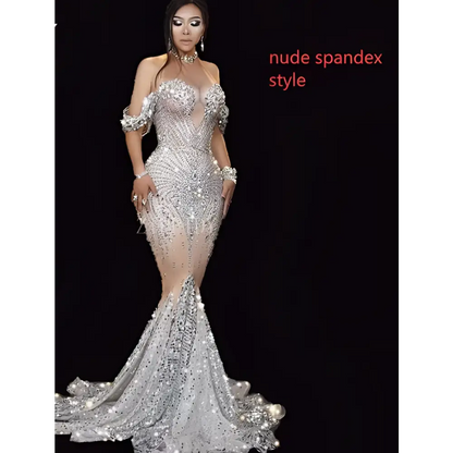Silver Sequin Stage Nightclub DJ Female Singer Gown