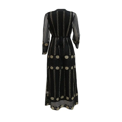 Teal Gold Embroidered Vest Dress Kraft Abaya
