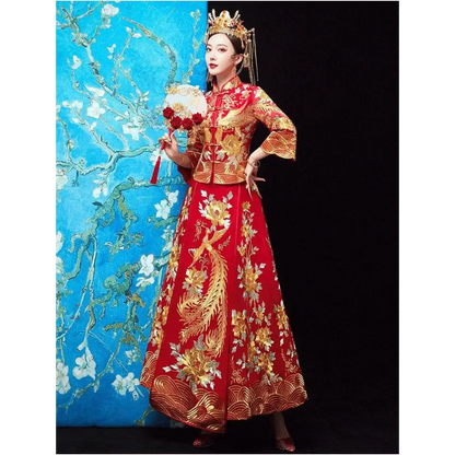 Traditional Chinese Dragon and Phoenix Robes Xiuhe Dress