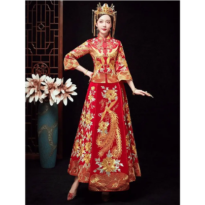 Traditional Chinese Dragon and Phoenix Robes Xiuhe Dress