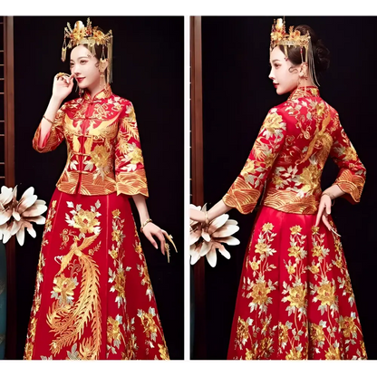 Traditional Chinese Dragon and Phoenix Robes Xiuhe Dress
