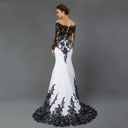 White Embroidered Lace Maxi Fishtail Slim Tail Gown